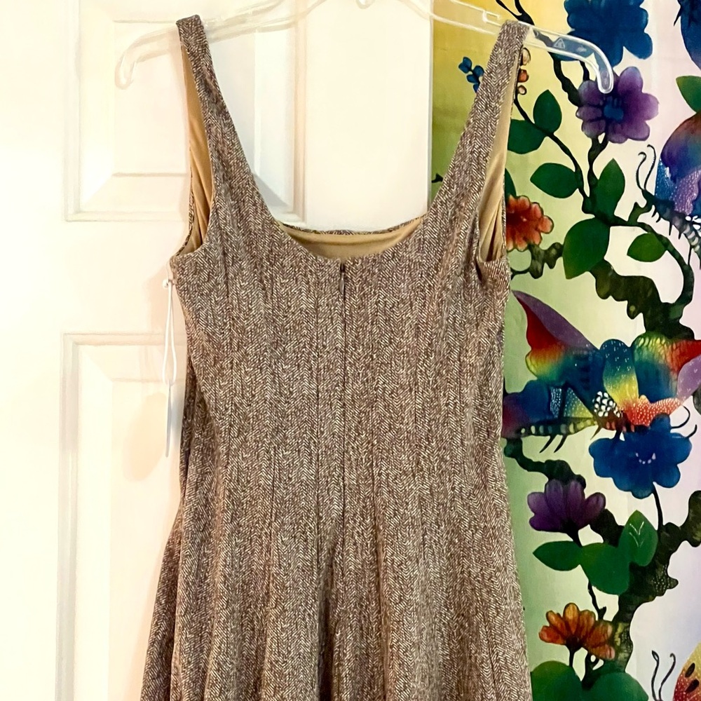 🌺🎉HP🎉🌺 NWT Staud Wells Midi Dress Mocha Herringbone - Picture 15 of 16